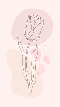 Tulip flower line drawing vector in feminine style