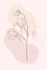Flower monoline art vector in pink