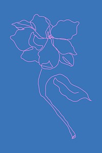 Flower monoline art psd on blue background