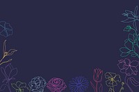 Flower border frame psd background in navy