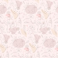 Flower drawing pattern psd pink background