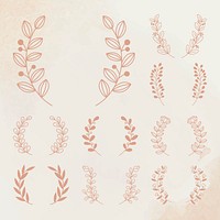 Wreath PSD rose gold floral vintage style set