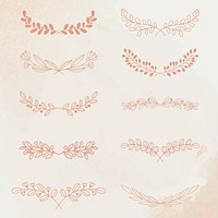 Wreath vector rose gold floral vintage style set