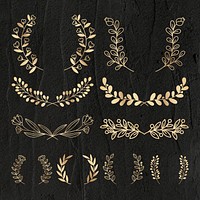 Wreath PSD gold floral luxury style set