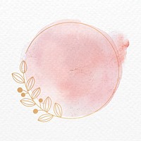 Frame vector in pink botanical ornament watercolor style