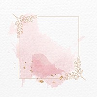 Frame vector in pink botanical ornament watercolor style