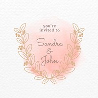 Wedding logo vector template in botanical watercolor style