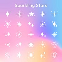 Sparkling stars vector icon set in flat style