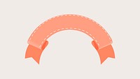 Peach ribbon banner psd, decorative label flat graphic design