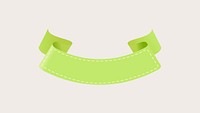 Green ribbon banner psd, decorative label flat graphic design