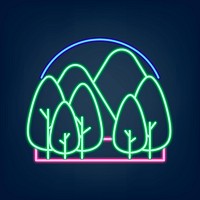 Neon sign psd forest icon illustration