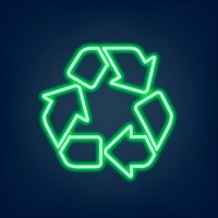 Neon sign vector recycle symbol illustration