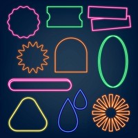 Glowing neon sign illustration psd set