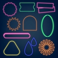 Glowing neon sign illustration vector set