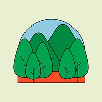 Environment sticker psd, reforestation illustration