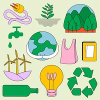 Environment illustration psd set, save the world