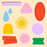 Colorful badge illustration psd set