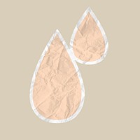 Badge sticker psd beige water drop label illustration in wrinkled paper texture