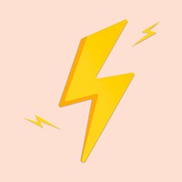 Cute lightning bolt sticker, printable weather clipart vector