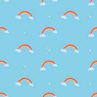 Cute seamless kids pattern background, rainbow psd illustration