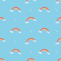 Cute seamless kids pattern background, rainbow vector illustration