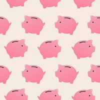 Piggy bank seamless pattern background, money vector finance illustration