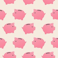 Piggy bank seamless pattern background, money psd finance illustration