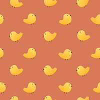Seamless animal pattern background, cute little bird psd illustration
