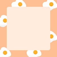 Pastel pattern frame, cute fried egg food psd clipart