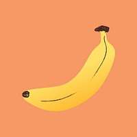 Cute banana sticker, printable fruit clipart psd