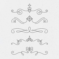 Vintage ornament vector set in black