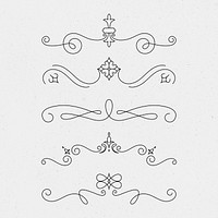 Vintage ornament psd set in black