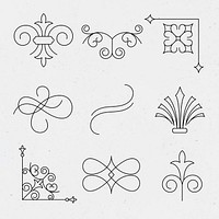 Vintage ornament vector set in black