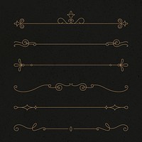 Vintage ornament psd set in luxury gold