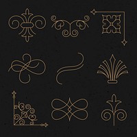 Vintage ornament vector set in luxury gold 