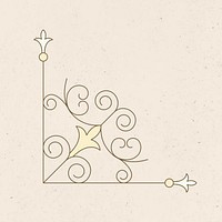 Vintage ornamental corner vector with yellow color