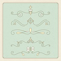 Vintage ornament vector set in yellow color