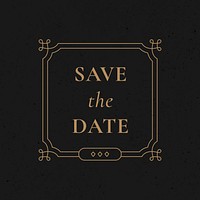 Wedding badge vector gold vintage ornamental style save the date