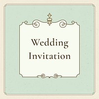 Vintage wedding badge vector on pastel green background