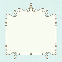 Vintage frame vector on pastel blue background