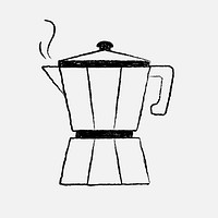 Moka pot coffee illustration, cafe & bakery doodle design psd