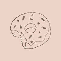 Donut design element psd, cute bakery illustration