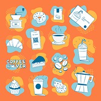 Coffee & cake design element funky vector set