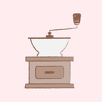 Coffee grinder illustration psd, cafe decor