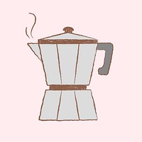 Moka pot coffee illustration, cafe & bakery design psd