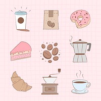 Coffee & cake design element cute vector set
