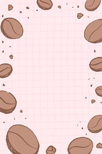 Coffee beans frame background, hand drawn illustrations psd