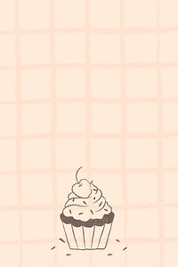 Cute cupcake background, grid pattern vector