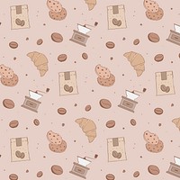 Cafe pattern background, coffee and cake vector illustration