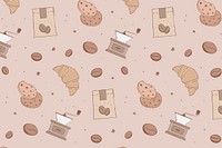 Cafe pattern background, desktop wallpaper vector